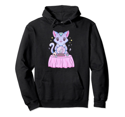 Kawaii Pastel Goth Creepy Wicca Witchy Cat Hoodie - Unique Graphic Unisex - T-Shirt, Sweatshirt, Hoodie
