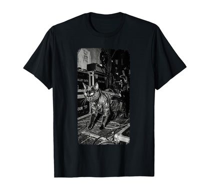 Black Punk Rock Cat Riot Backstage T-Shirt - Fun Novelty Design for Adults - T-Shirt, Sweatshirt, Hoodie