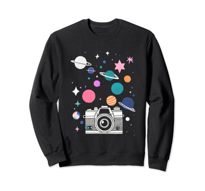 Artsy Galaxy Cosmic Camera Photograph Sweatshirt - Custom Art Print Unisex - T-Shirt, Sweatshirt, Hoodie