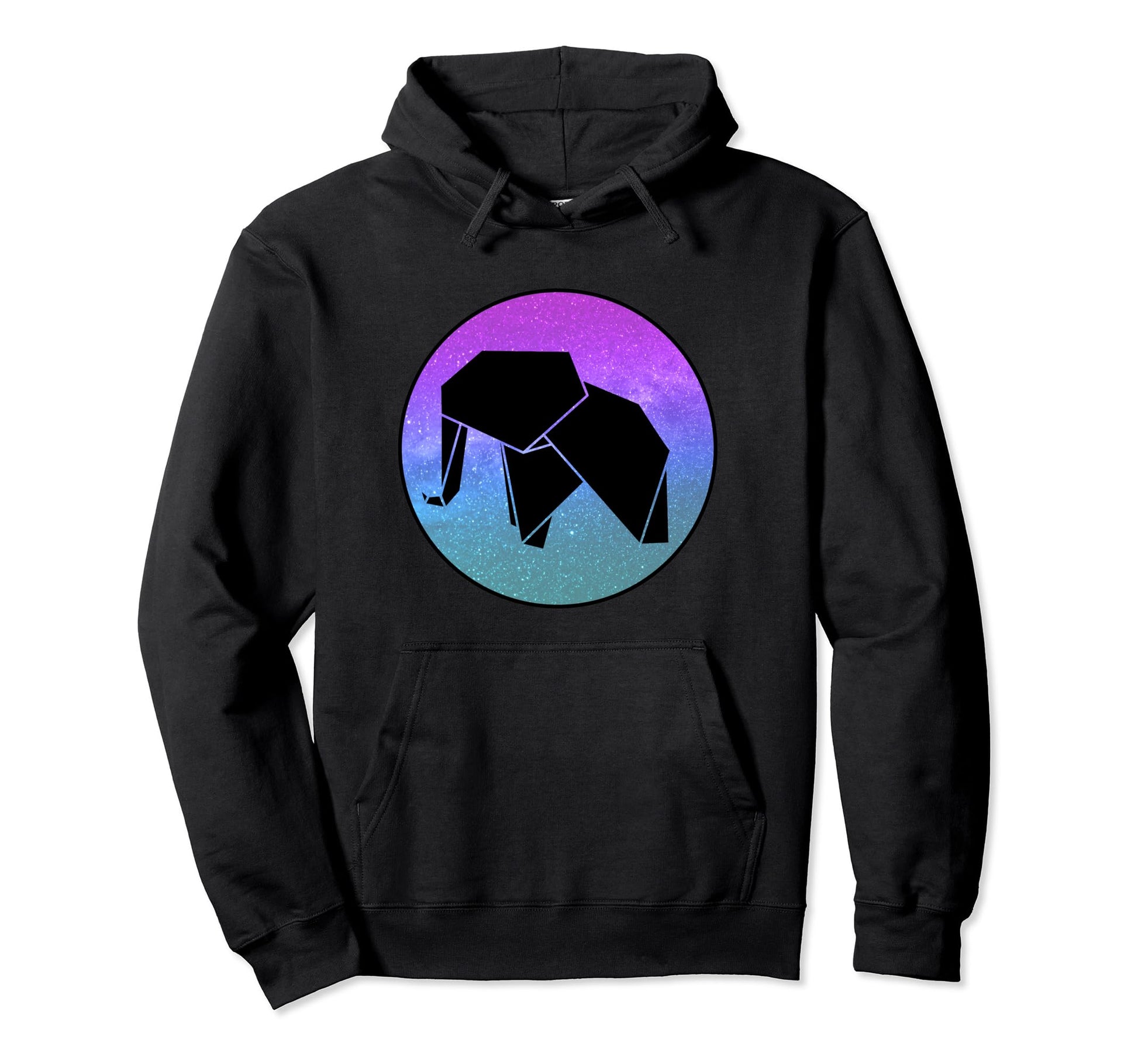Elephant Origami Galaxy Vaporwave Hoodie - Unique Graphic Men Women - T-Shirt, Sweatshirt, Hoodie