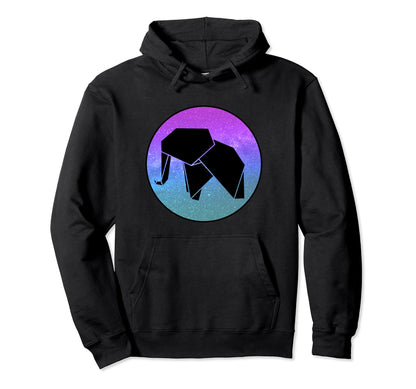 Elephant Origami Galaxy Vaporwave Hoodie - Unique Graphic Men Women - T-Shirt, Sweatshirt, Hoodie