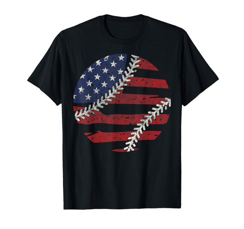 Baseball Us Flag Baseball Lover Dad T-Shirt - Minimalist Print Unisex - T-Shirt, Sweatshirt, Hoodie