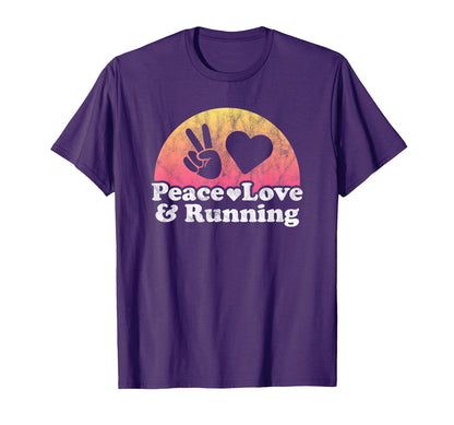 Peace Love And Running Runner T-Shirt - Unique Graphic for Adults - T-Shirt, Sweatshirt, Hoodie