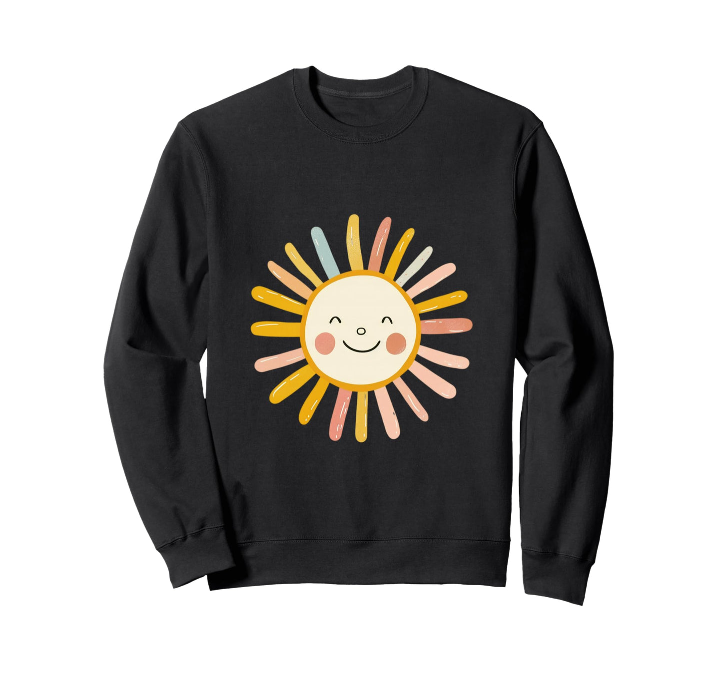 Sun 70S Rainbow Art Boho Boho Sun Sweatshirt - Trendy Graphic for Adults - T-Shirt, Sweatshirt, Hoodie