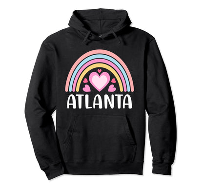 Atlanta Georgia Rainbow Hearts Hoodie - Trendy Graphic for Adults - T-Shirt, Sweatshirt, Hoodie