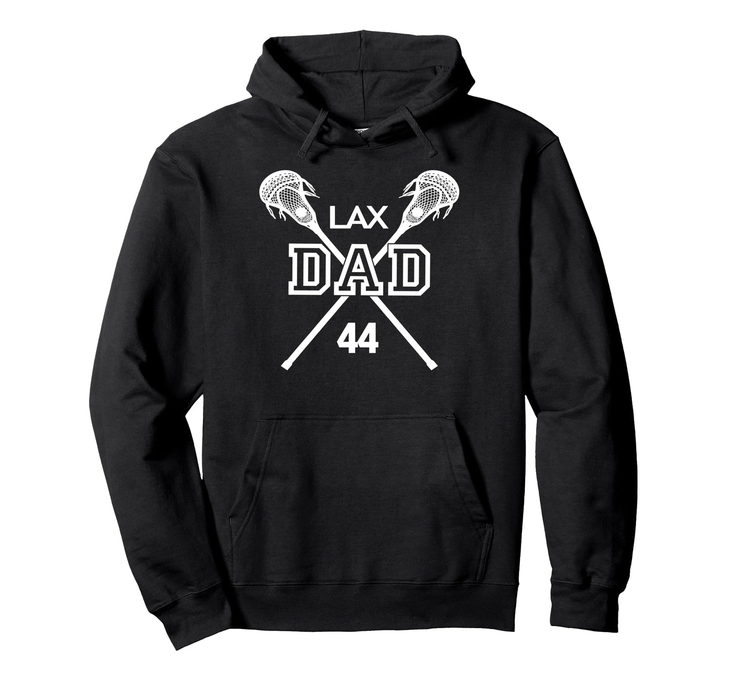Lacrosse Dad Lax Dad Father Number 44 Hoodie - Minimalist Print for Adults - T-Shirt, Sweatshirt, Hoodie