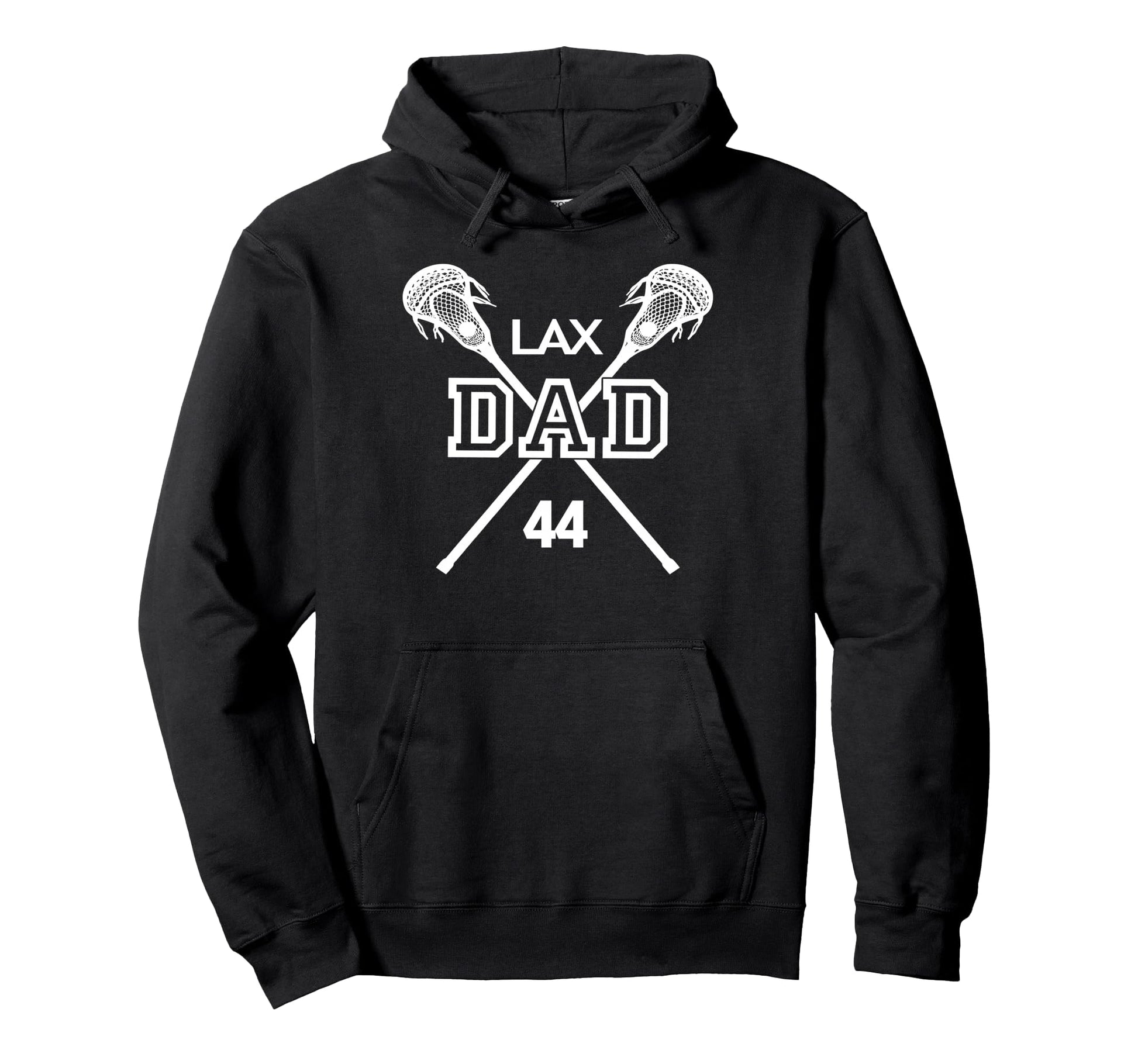 Lacrosse Dad Lax Dad Father Number 44 Hoodie - Minimalist Print for Adults - T-Shirt, Sweatshirt, Hoodie