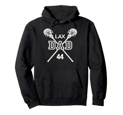 Lacrosse Dad Lax Dad Father Number 44 Hoodie - Minimalist Print for Adults - T-Shirt, Sweatshirt, Hoodie