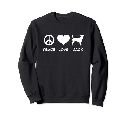 Peace Love Jack Russell Sweatshirt - Trendy Graphic Men Women - T-Shirt, Sweatshirt, Hoodie