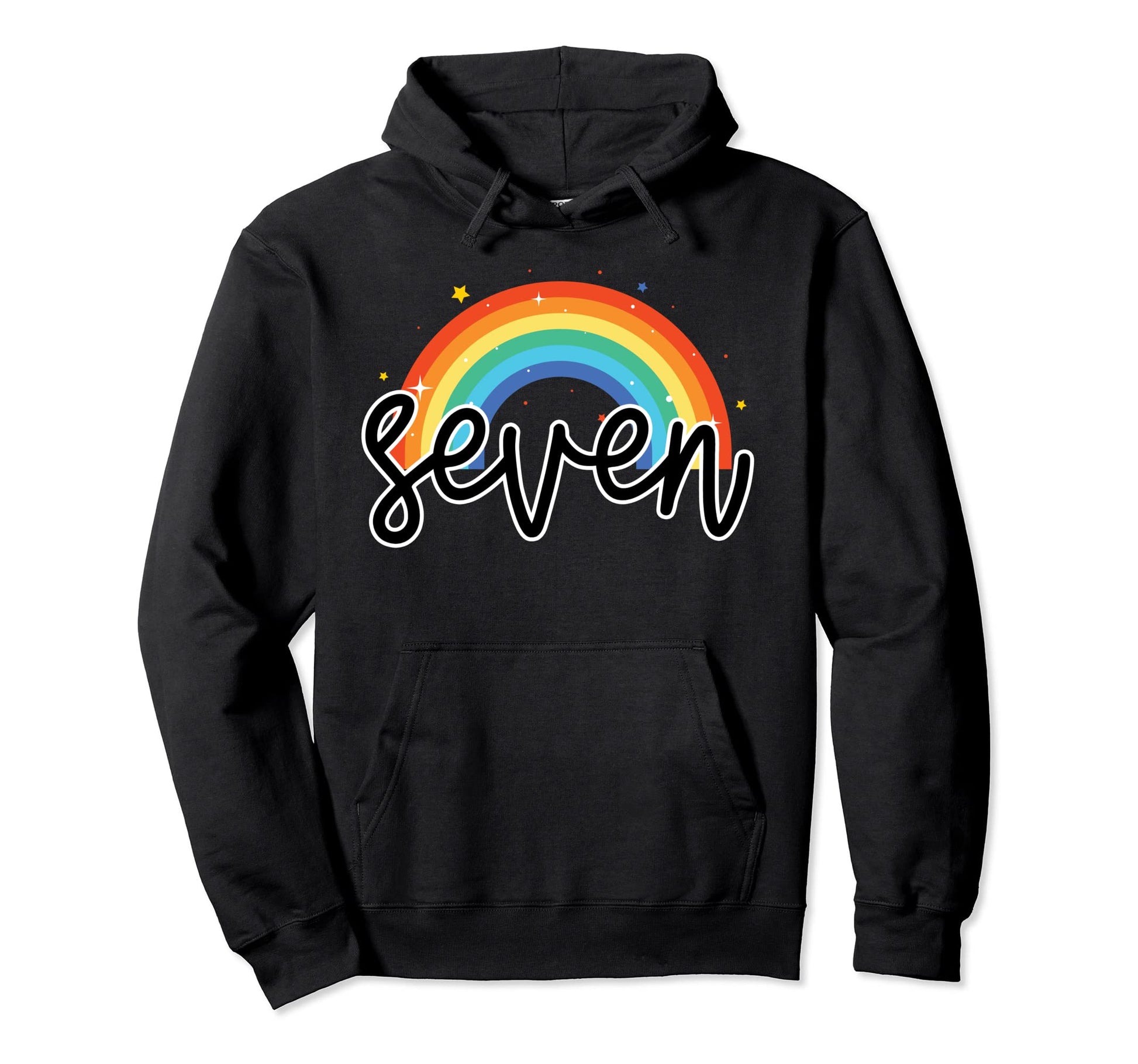 Seven Year Bithrday Rainbow Party 7 Hoodie - Unique Graphic for Adults - T-Shirt, Sweatshirt, Hoodie