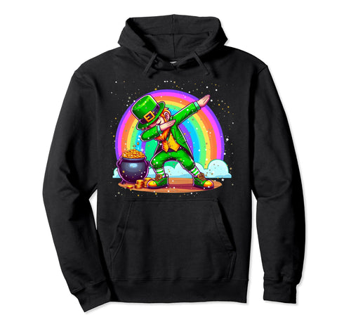 St Patricks Day Dabbing Leprechaun Hoodie - Unique Graphic for Adults - T-Shirt, Sweatshirt, Hoodie