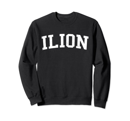 Ilion Ny Distressed White Varsity Sweatshirt - Aesthetic Graphic Men Women - T-Shirt, Sweatshirt, Hoodie