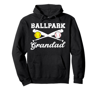 Ballpark Grandad Softball Baseball Hoodie - Aesthetic Graphic Men Women - T-Shirt, Sweatshirt, Hoodie