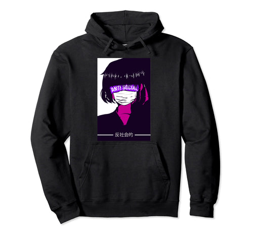 Anti Social Vaporwave Aesthetic Hoodie - Novelty Apparel for Adults - T-Shirt, Sweatshirt, Hoodie