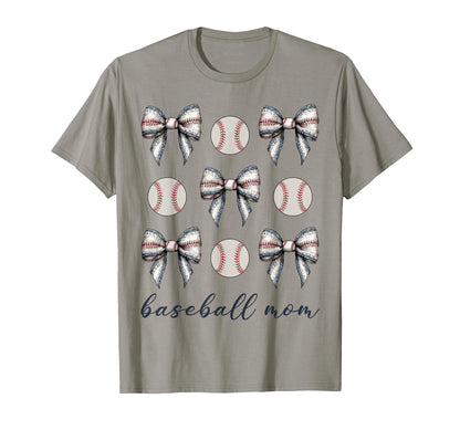 Coquette Bow Baseball Mom Baseball T-Shirt - Aesthetic Graphic Unisex - T-Shirt, Sweatshirt, Hoodie