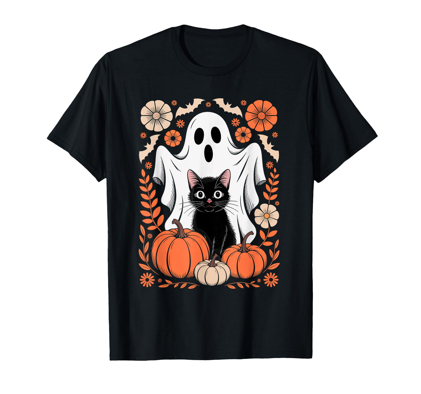 Boho Halloween Cat Ghost Spooky Mama T-Shirt - Trendy Graphic Men Women - T-Shirt, Sweatshirt, Hoodie