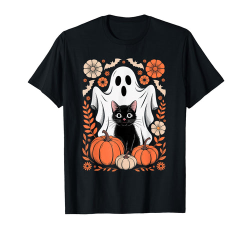 Boho Halloween Cat Ghost Spooky Mama T-Shirt - Trendy Graphic Men Women - T-Shirt, Sweatshirt, Hoodie