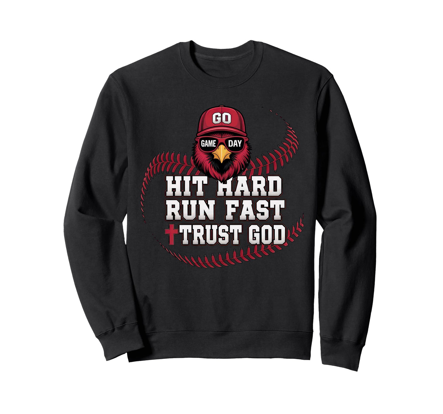 Hit Hard Run Fast Trust God Sweatshirt - Trendy Graphic for Adults - T-Shirt, Sweatshirt, Hoodie