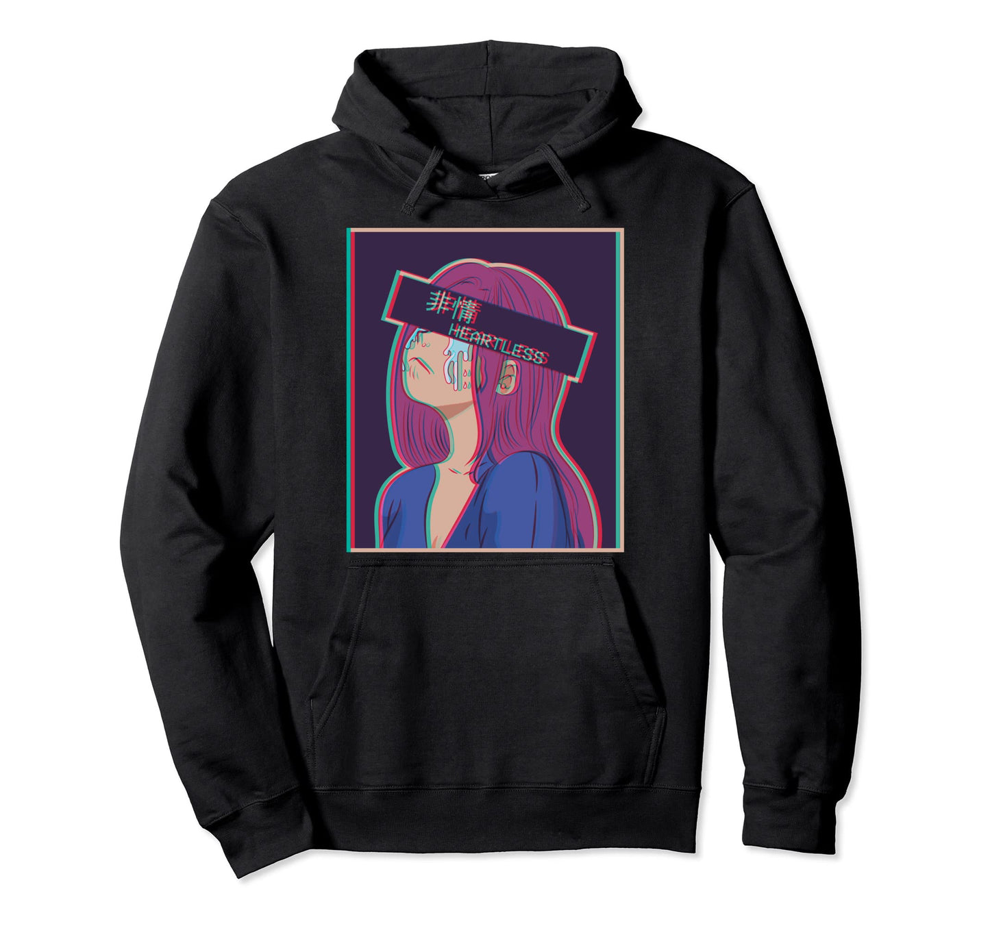 Sad Anime Japanese Vaporwave Hoodie - Fun Novelty Design for Adults - T-Shirt, Sweatshirt, Hoodie