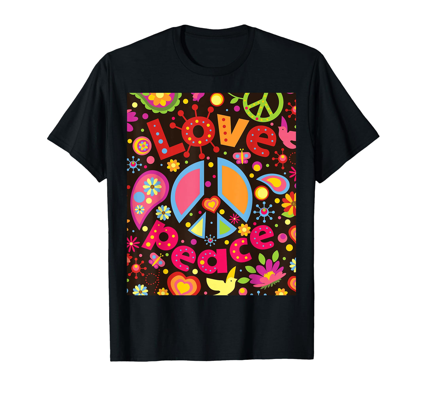 Peace Sign Love 70S Hippie Costume T-Shirt - Unique Graphic Men Women - T-Shirt, Sweatshirt, Hoodie