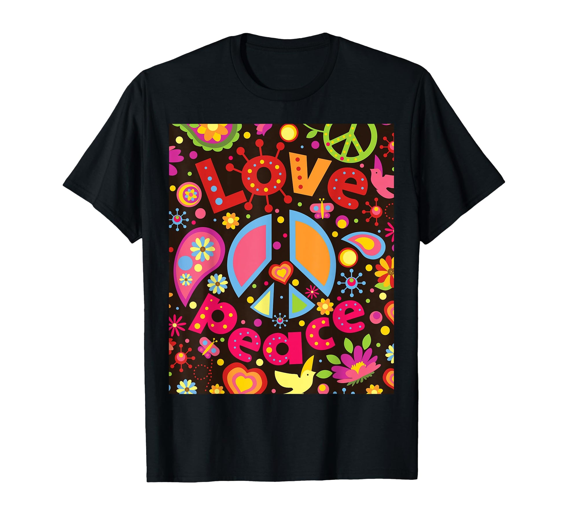 Peace Sign Love 70S Hippie Costume T-Shirt - Unique Graphic Men Women - T-Shirt, Sweatshirt, Hoodie