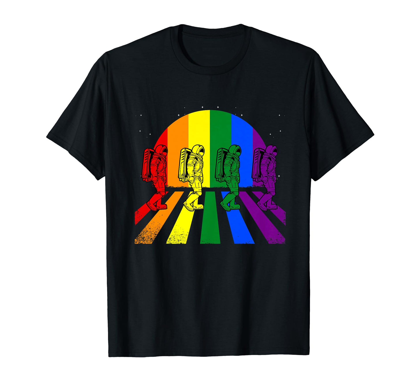 Astronaut Walking Lgbt Q Space Rainbow T-Shirt - Trendy Graphic for Adults - T-Shirt, Sweatshirt, Hoodie