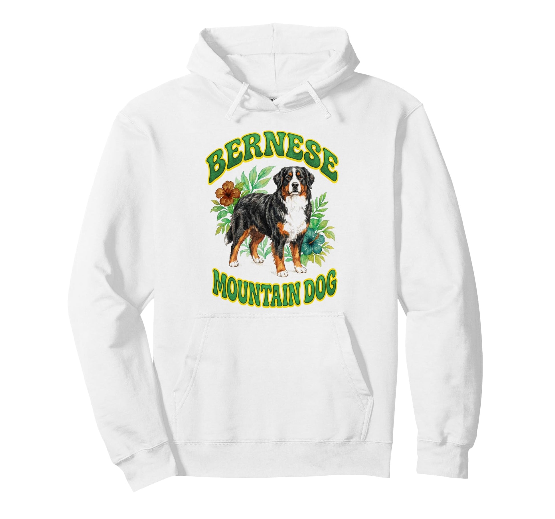 Bernese Mountain Dog Groovy Floral Hoodie - Aesthetic Graphic Unisex - T-Shirt, Sweatshirt, Hoodie