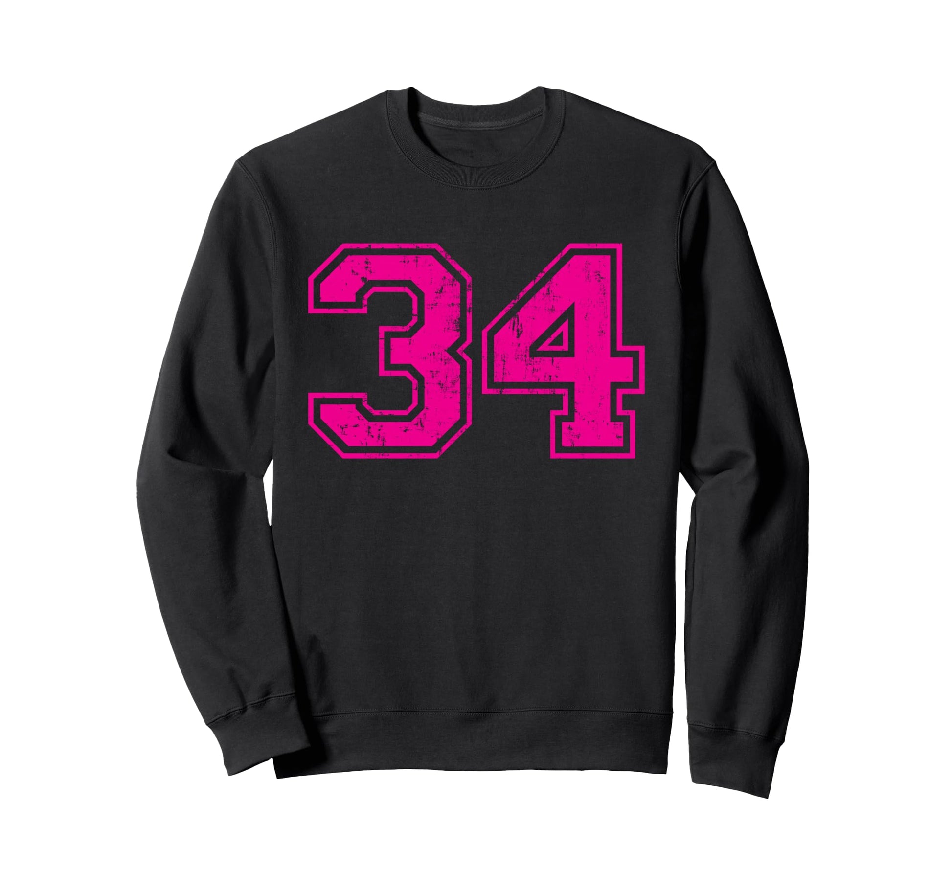 Number 34 Varsity Distressed Sweatshirt - Aesthetic Graphic Men Women - T-Shirt, Sweatshirt, Hoodie