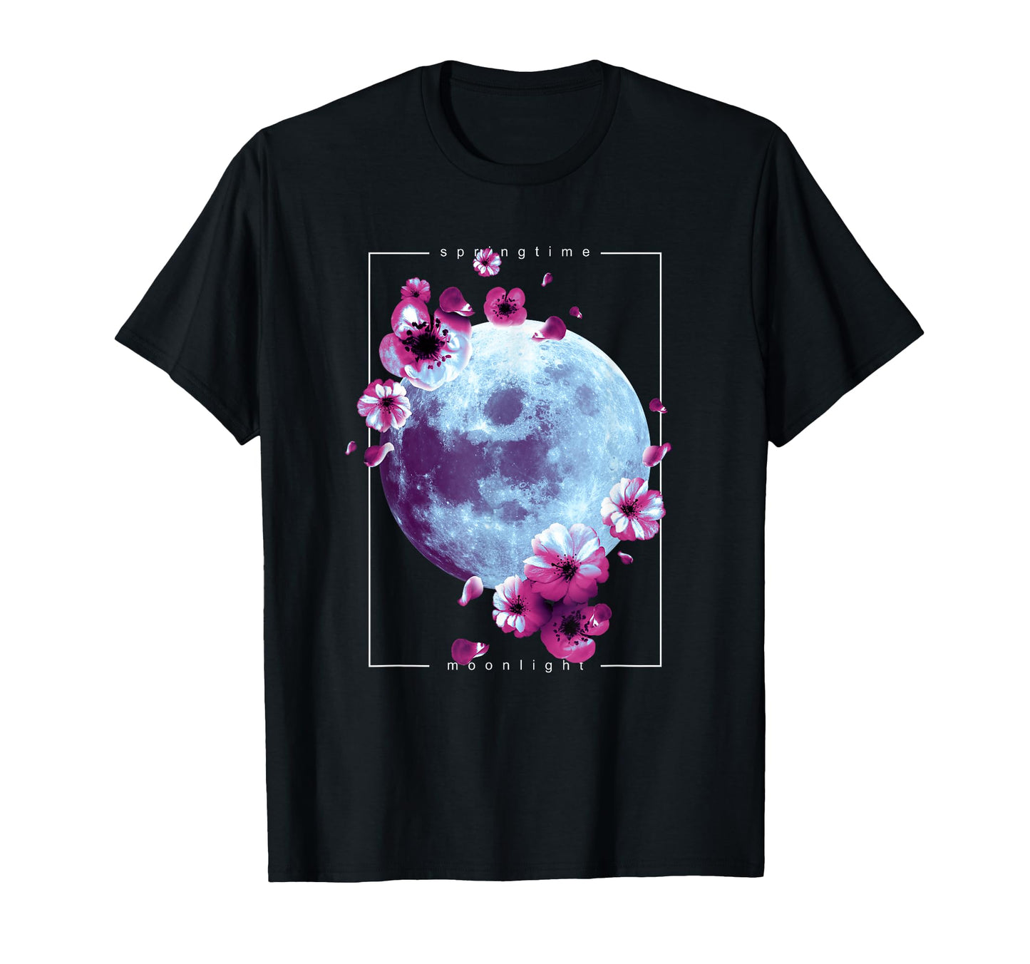 Springtime Moonlight Blooms Lunar T-Shirt - Unique Graphic Unisex - T-Shirt, Sweatshirt, Hoodie