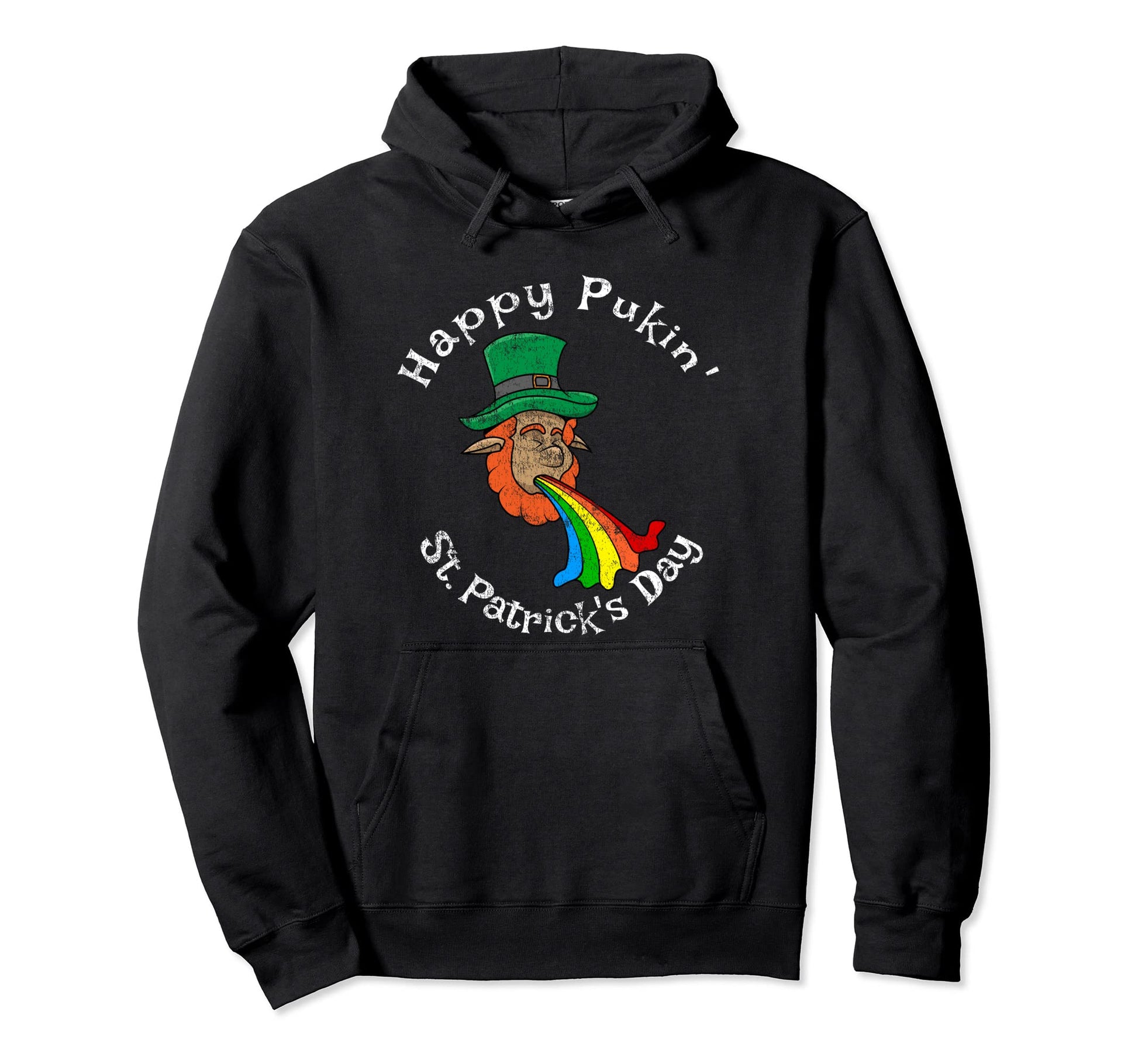 Funny Leprechaun Rainbow Puke St Paddy Day Hoodie - Graphic Print Unisex - T-Shirt, Sweatshirt, Hoodie