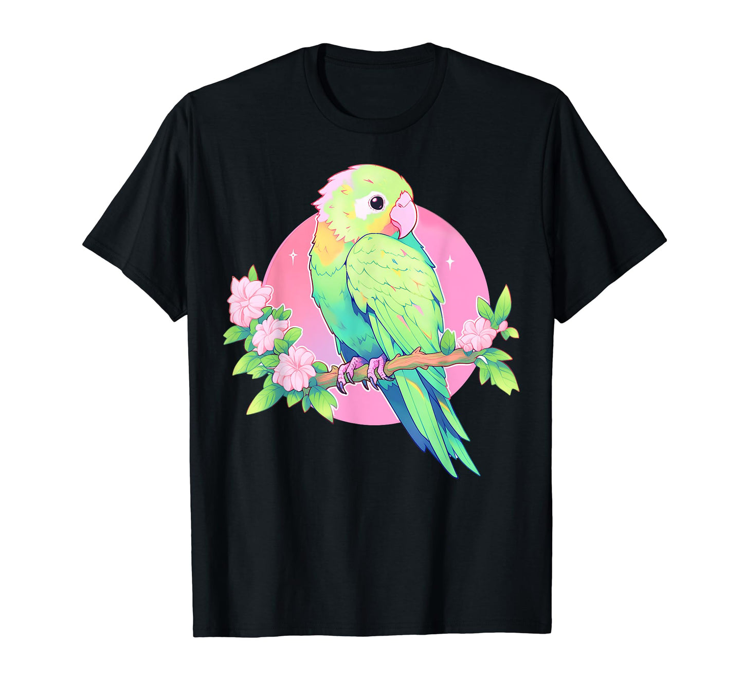Kawaii Parrot Bird Floral Pastel T-Shirt - Novelty Apparel Men Women - T-Shirt, Sweatshirt, Hoodie