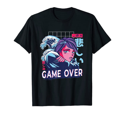 Game Over Japanese Vaporwave 80S 90S T-Shirt - Custom Art Print for Adults - T-Shirt, Sweatshirt, Hoodie
