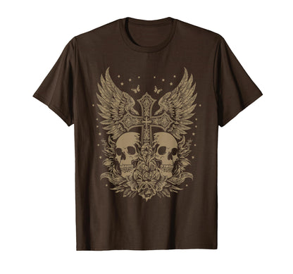 Emo Y2K Grunge Aesthetic Goth Skull Cross T-Shirt - Unique Graphic Unisex - T-Shirt, Sweatshirt, Hoodie