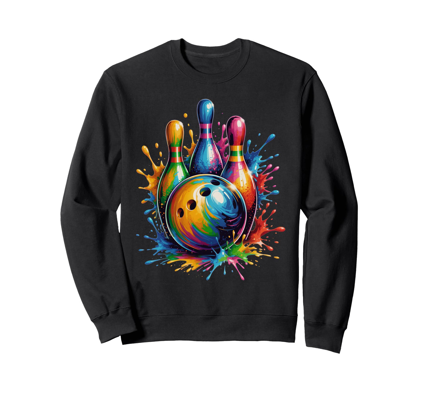 Colorful Bowling Pins And Ball Sweatshirt - Trendy Graphic for Adults - T-Shirt, Sweatshirt, Hoodie