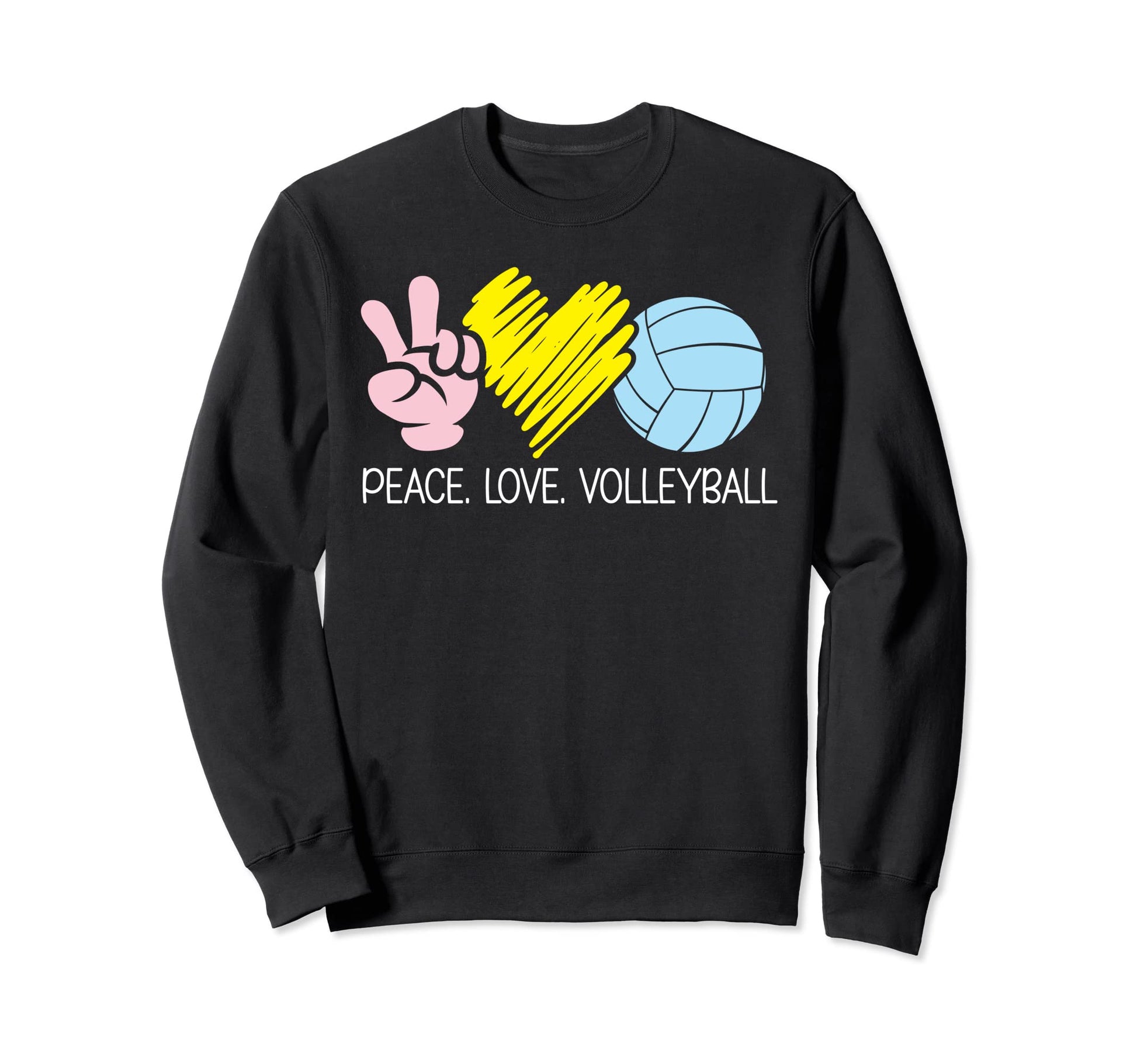 Peace Love Volleyball Volleyballs Lovers Sweatshirt - Unique Graphic Unisex - T-Shirt, Sweatshirt, Hoodie