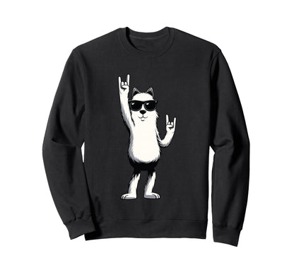 Llama Alpaca Double Rock Hand Sweatshirt - Casual Everyday Wear Men Women - T-Shirt, Sweatshirt, Hoodie