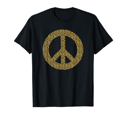 Leopard Cheetah Peace Sign Boho T-Shirt - Novelty Apparel for Adults - T-Shirt, Sweatshirt, Hoodie