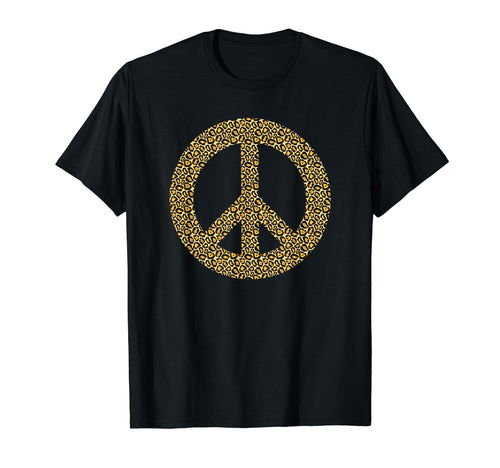 Leopard Cheetah Peace Sign Boho T-Shirt - Novelty Apparel for Adults - T-Shirt, Sweatshirt, Hoodie