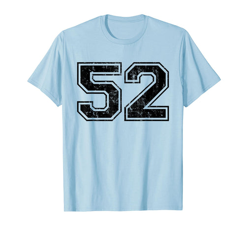 Number 52 Varsity Distressed Sport Team T-Shirt - Unique Graphic Unisex - T-Shirt, Sweatshirt, Hoodie