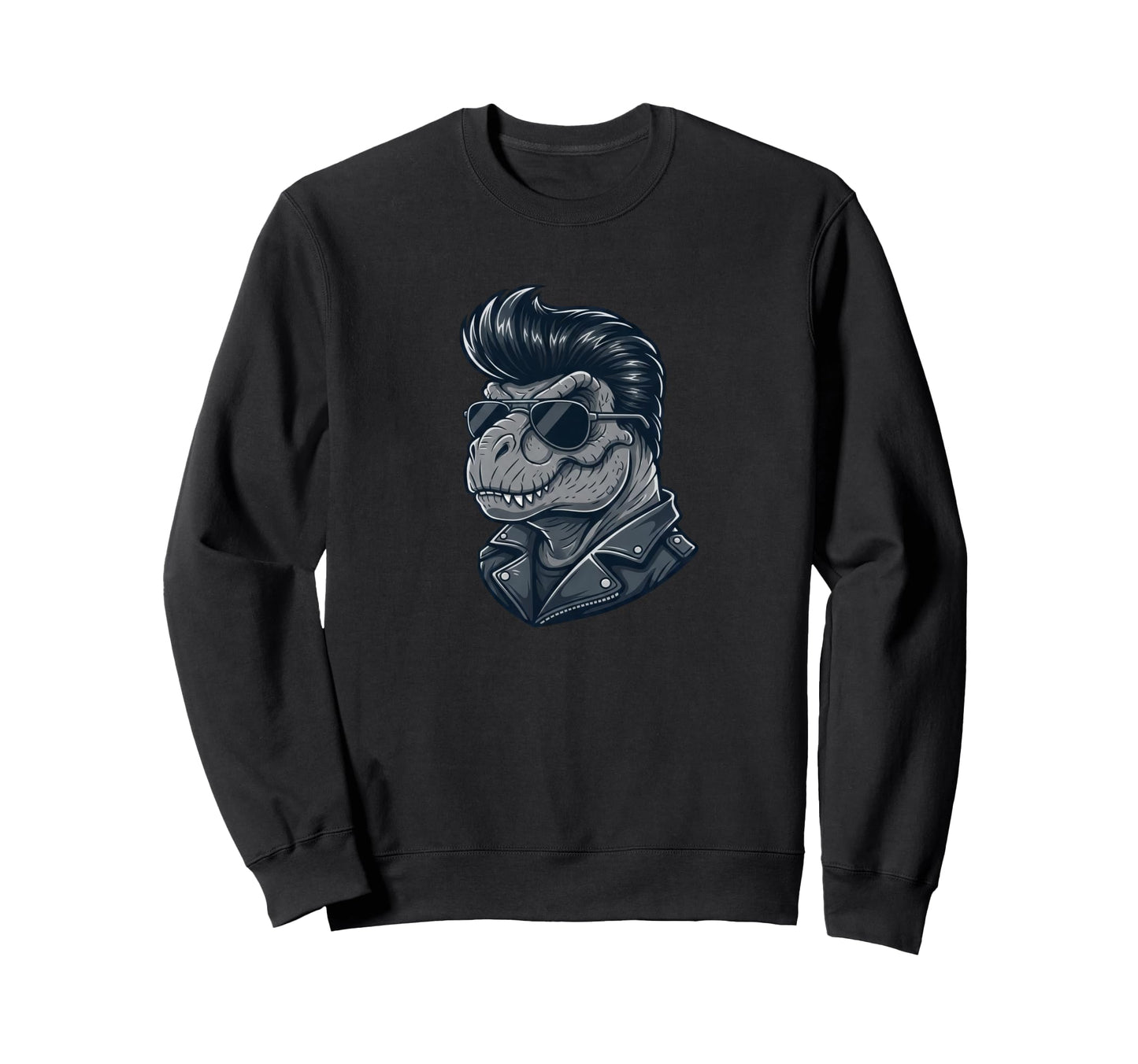 T Rex Dinosaur Rock Roll Shades Sweatshirt - Minimalist Print for Adults - T-Shirt, Sweatshirt, Hoodie