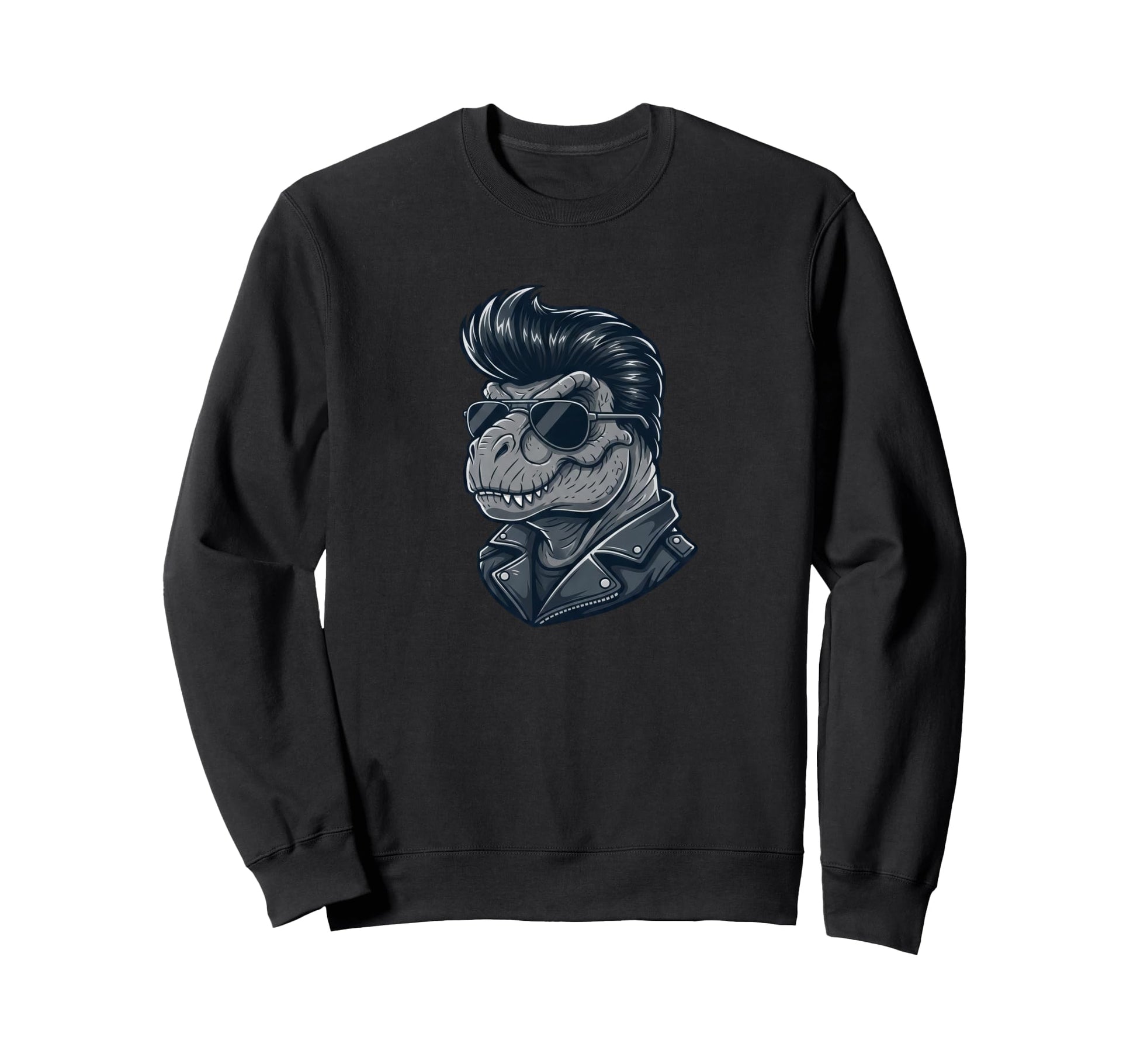 T Rex Dinosaur Rock Roll Shades Sweatshirt - Minimalist Print for Adults - T-Shirt, Sweatshirt, Hoodie