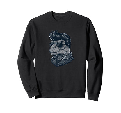 T Rex Dinosaur Rock Roll Shades Sweatshirt - Minimalist Print for Adults - T-Shirt, Sweatshirt, Hoodie