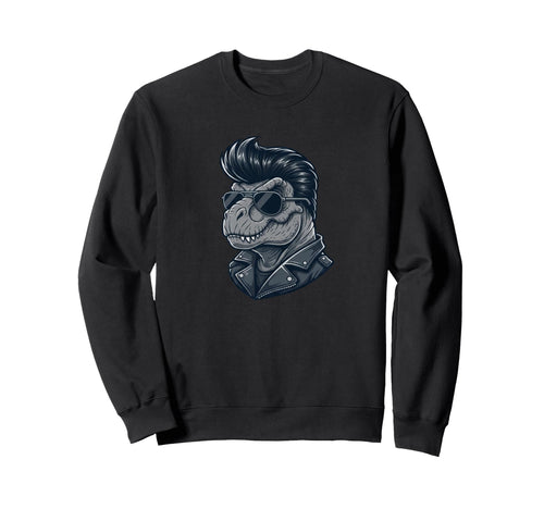 T Rex Dinosaur Rock Roll Shades Sweatshirt - Minimalist Print for Adults - T-Shirt, Sweatshirt, Hoodie