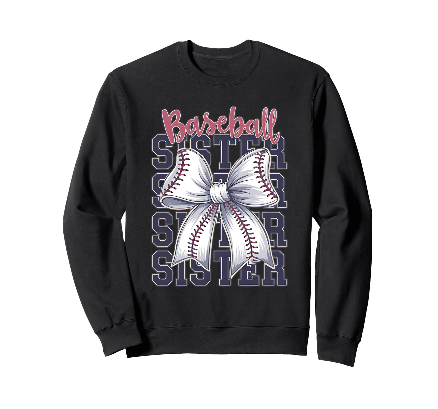 Baseball Sister Coquette Bow Sweatshirt - Trendy Graphic for Adults - T-Shirt, Sweatshirt, Hoodie