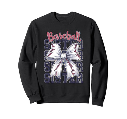 Baseball Sister Coquette Bow Sweatshirt - Trendy Graphic for Adults - T-Shirt, Sweatshirt, Hoodie