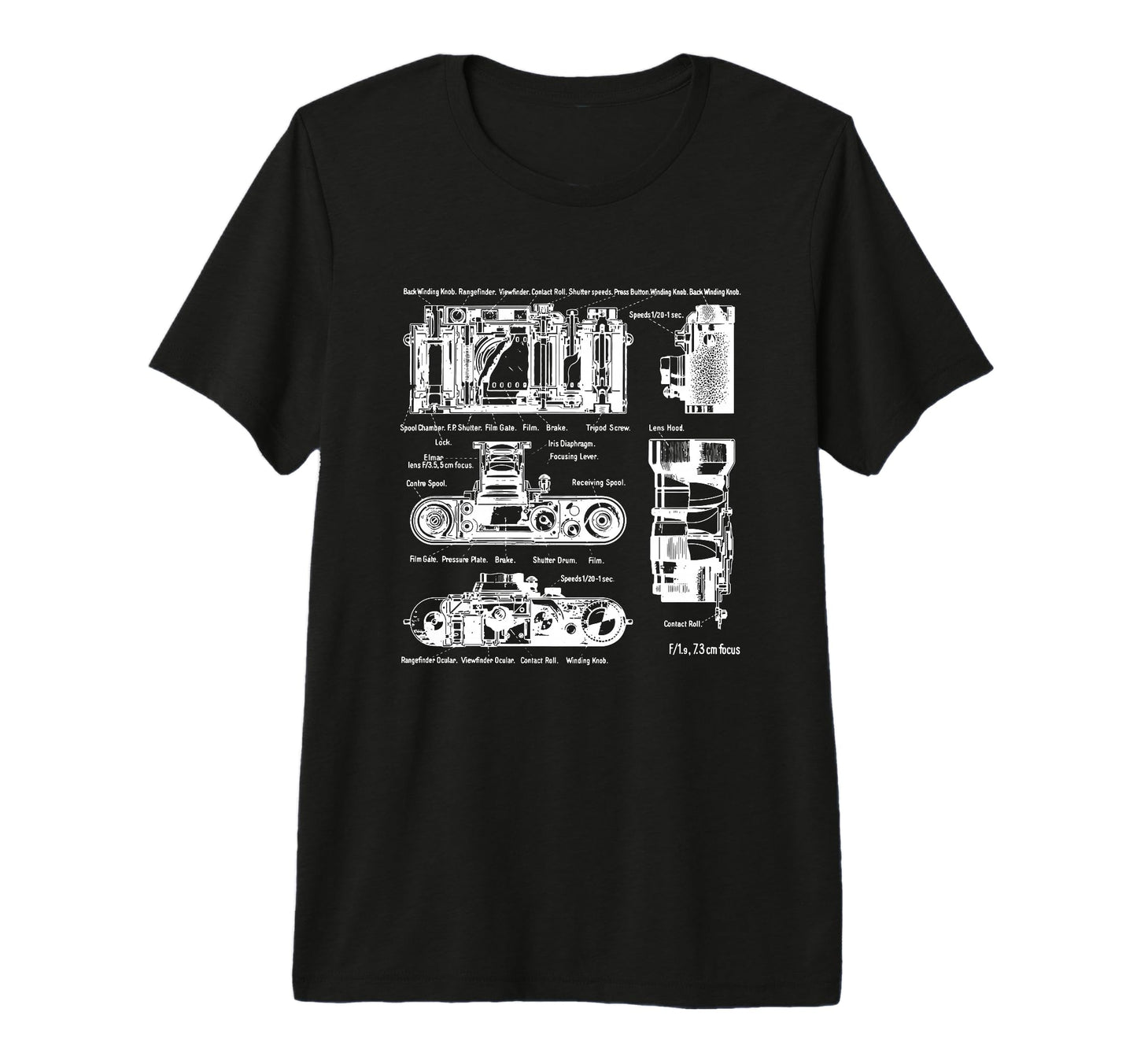Low Aperture F1 9 Film Camera Diagram T-Shirt - Trendy Graphic Men Women - T-Shirt, Sweatshirt, Hoodie