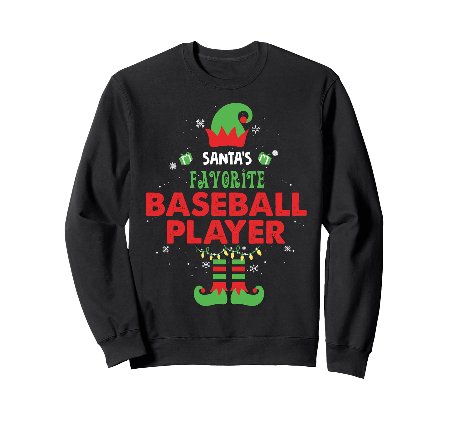 Santas Favorite Baseball Player Sweatshirt - Unique Graphic for Adults - T-Shirt, Sweatshirt, Hoodie