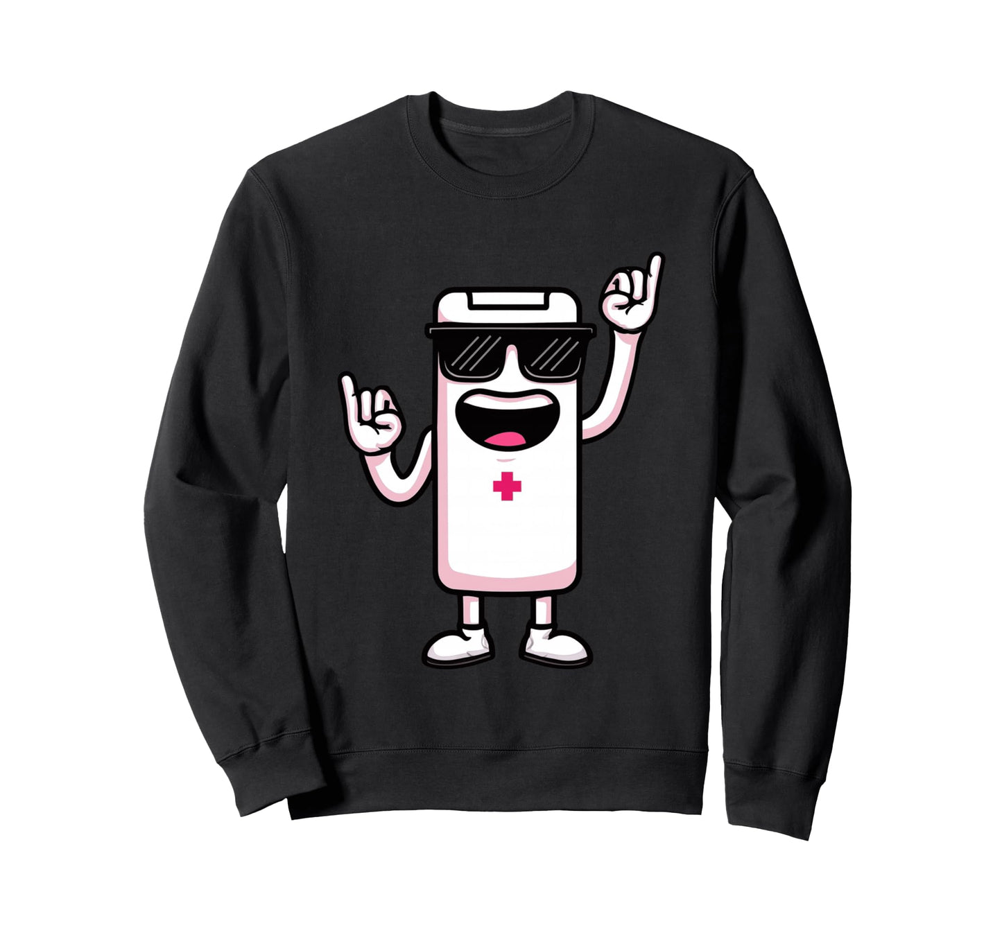 Battery Mascot Rock Hand Signs Sweatshirt - Custom Art Print Men Women - T-Shirt, Sweatshirt, Hoodie