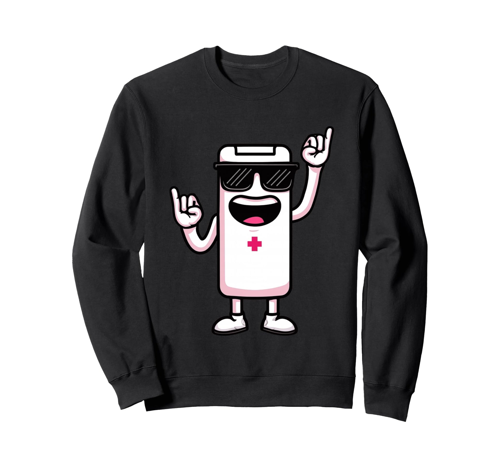 Battery Mascot Rock Hand Signs Sweatshirt - Custom Art Print Men Women - T-Shirt, Sweatshirt, Hoodie