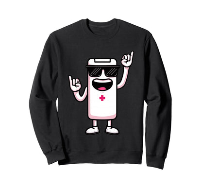 Battery Mascot Rock Hand Signs Sweatshirt - Custom Art Print Men Women - T-Shirt, Sweatshirt, Hoodie